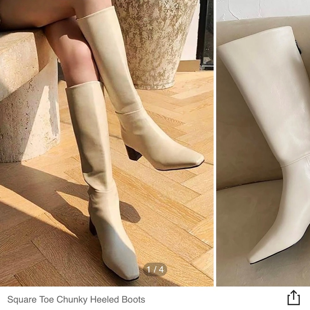 Square toe chunky boots size 36 / US 6